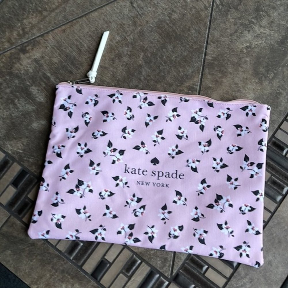 Kate Spade Large Canvas Floral Print Zip Pouch - Picture 1 of 14